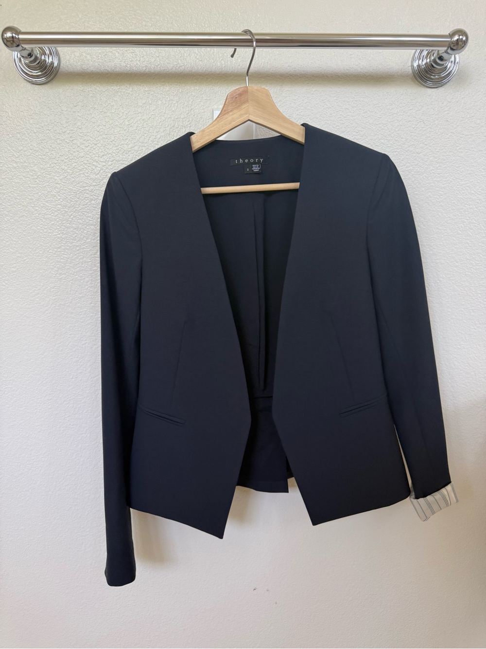 Theory Women's Navy Open-Front Blazer